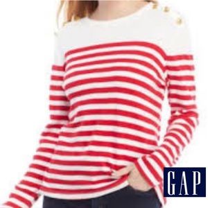Gap Sweater Orange Strips with buttons Size Large